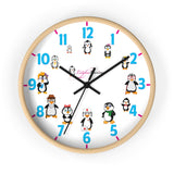 Round Wall Clock 10-Inch (25.4 cm) 12 Cartoon Penguins Wall Clock by Leigha Marina