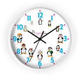 Round Wall Clock 10-Inch (25.4 cm) 12 Cartoon Penguins Wall Clock by Leigha Marina