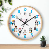 Round Wall Clock 10-Inch (25.4 cm) 12 Cartoon Penguins Wall Clock by Leigha Marina