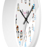 Round Wall Clock 10-Inch (25.4 cm) 12 Cartoon Penguins Wall Clock by Leigha Marina