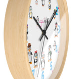 Round Wall Clock 10-Inch (25.4 cm) 12 Cartoon Penguins Wall Clock by Leigha Marina