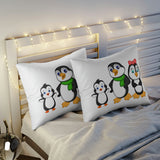 Pillow Sham - Mommy, Daddy, and Bebo Penguins Leigha Marina's Cartoon Design