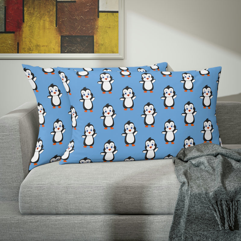 Pillow Sham - Light Blue - Bebo The Penguin Leigha Marina's Cartoon Design