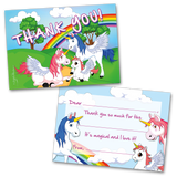 Unicorns and Rainbows Thank You Cards for Kids, 20 Notes & 20 Envelopes