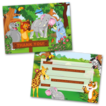 Jungle Animals Thank You Cards for Kids, 20 Notes & 20 Envelopes