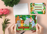 Jungle Animals Thank You Cards for Kids, 20 Notes & 20 Envelopes