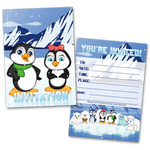 Penguins Party Invitation Cards for Kids, 20 Invites & 20 Envelopes