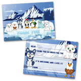 Penguins Thank You Cards for Kids, 20 Notes & 20 Envelopes