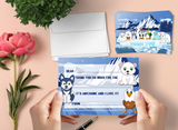 Penguins Thank You Cards for Kids, 20 Notes & 20 Envelopes