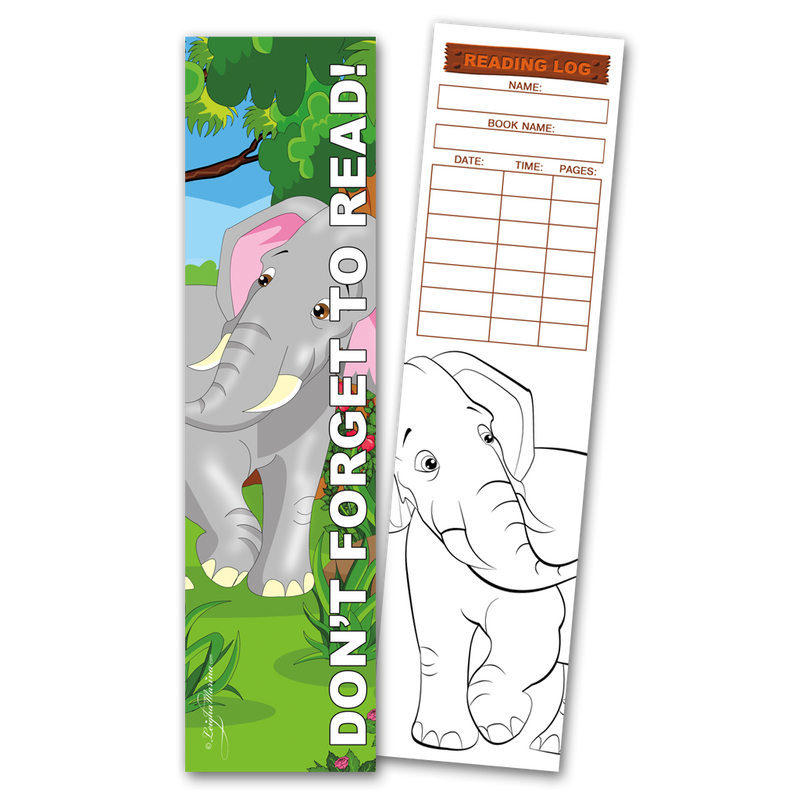 Elephant 'Don't Forget to Read' Coloring Bookmarks with Reading Logs (30 count)