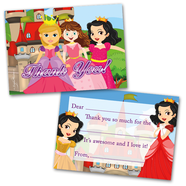Princess Thank You Cards for Kids, 20 Notes & 20 Envelopes – Leigha Marina princess-thank-you-cards-for-kids-20-notes-20-envelopes-leigha-marina