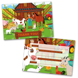 Farm Animals Thank You Cards for Kids, 20 Notes & 20 Envelopes