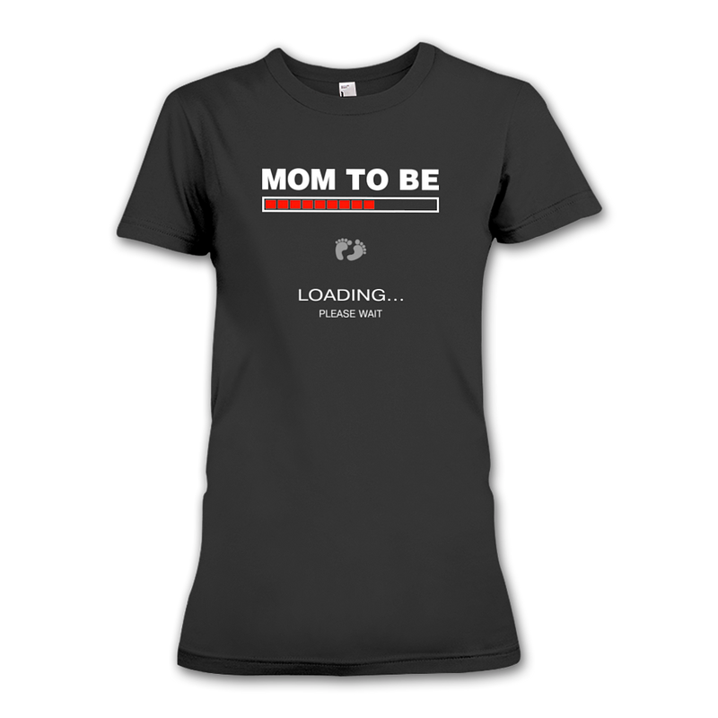 Ladies Short Sleeve T-Shirt 'Mom to be. Loading... Please wait!'