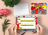 Fireman Thank You Cards for Kids, 20 Notes & 20 Envelopes