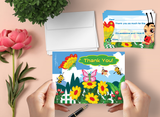 Fun in the Sun Thank You Cards for Kids, 20 Notes & 20 Envelopes