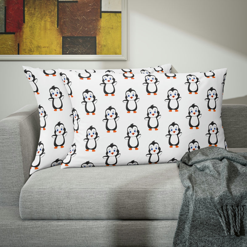 Pillow Sham - White - Bebo The Penguin Leigha Marina's Cartoon Design