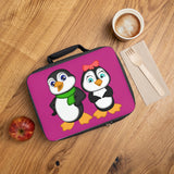 Lunch Bag - Mommy & Daddy Penguins - Pink