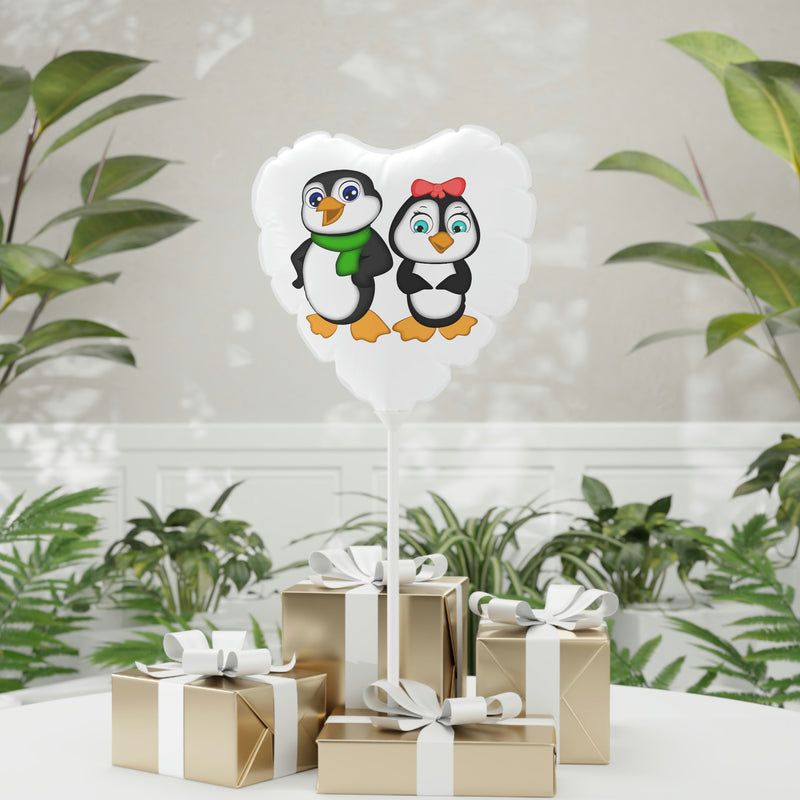Balloon 11" White (Round & Heart-Shaped), Mommy & Daddy Penguins