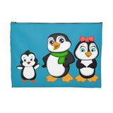 Accessory Pouch - Mommy, Daddy, and Bebo Penguins - Turquoise