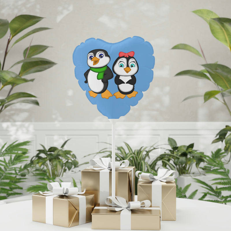 Balloon 11" Light Blue (Round & Heart-Shaped), Mommy & Daddy Penguins