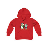 Youth-Size Mommy & Daddy Hoodie: Cute Cartoon Penguins Design