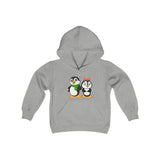 Youth-Size Mommy & Daddy Hoodie: Cute Cartoon Penguins Design