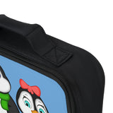 Lunch Bag - Mommy & Daddy Penguins - Light Blue