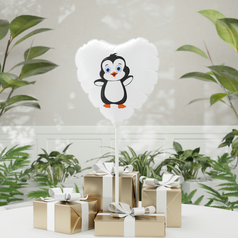 Balloon 11" White (Round & Heart-Shaped), Bebo The Penguin