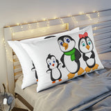 Pillow Sham - Mommy, Daddy, and Bebo Penguins Leigha Marina's Cartoon Design