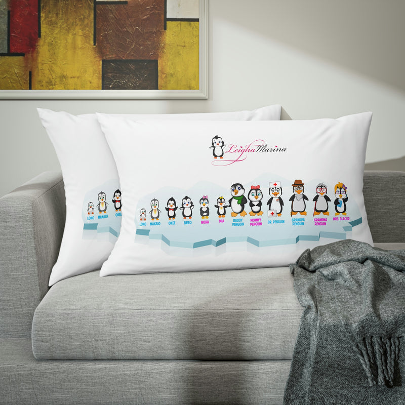 Pillow Sham - Leigha Marina's Cartoon Penguins With Names