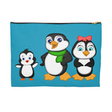 Accessory Pouch - Mommy, Daddy, and Bebo Penguins - Turquoise