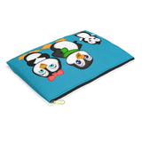 Accessory Pouch - Mommy, Daddy, and Bebo Penguins - Turquoise