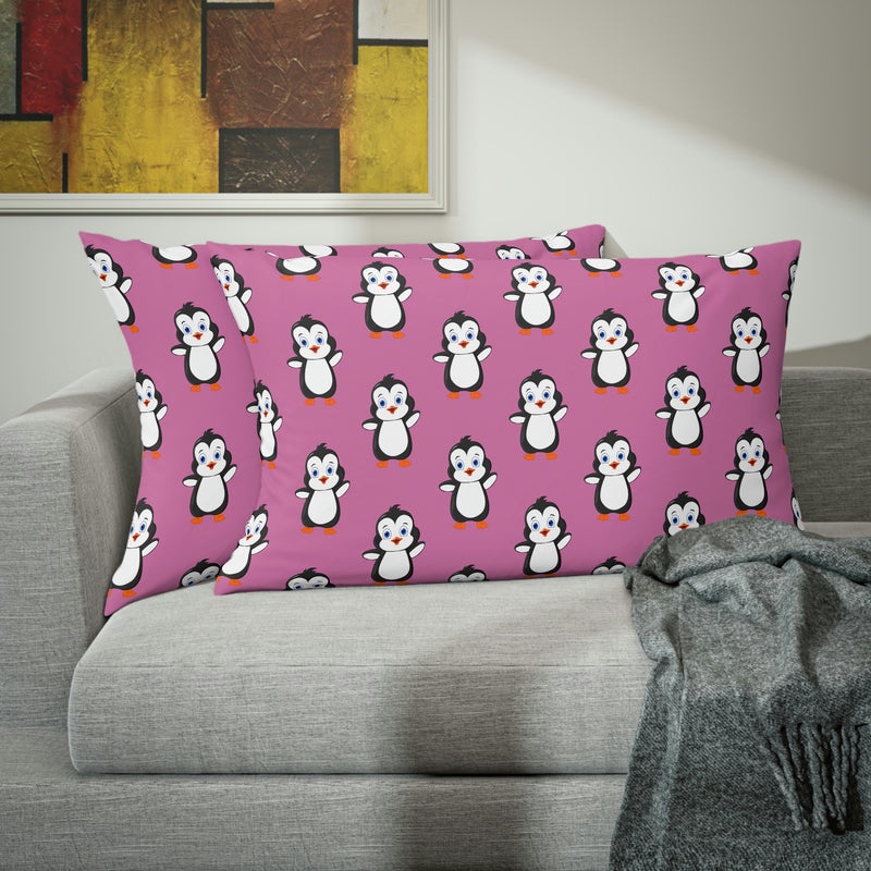 Pillow Sham - Pink - Bebo The Penguin Leigha Marina's Cartoon Design