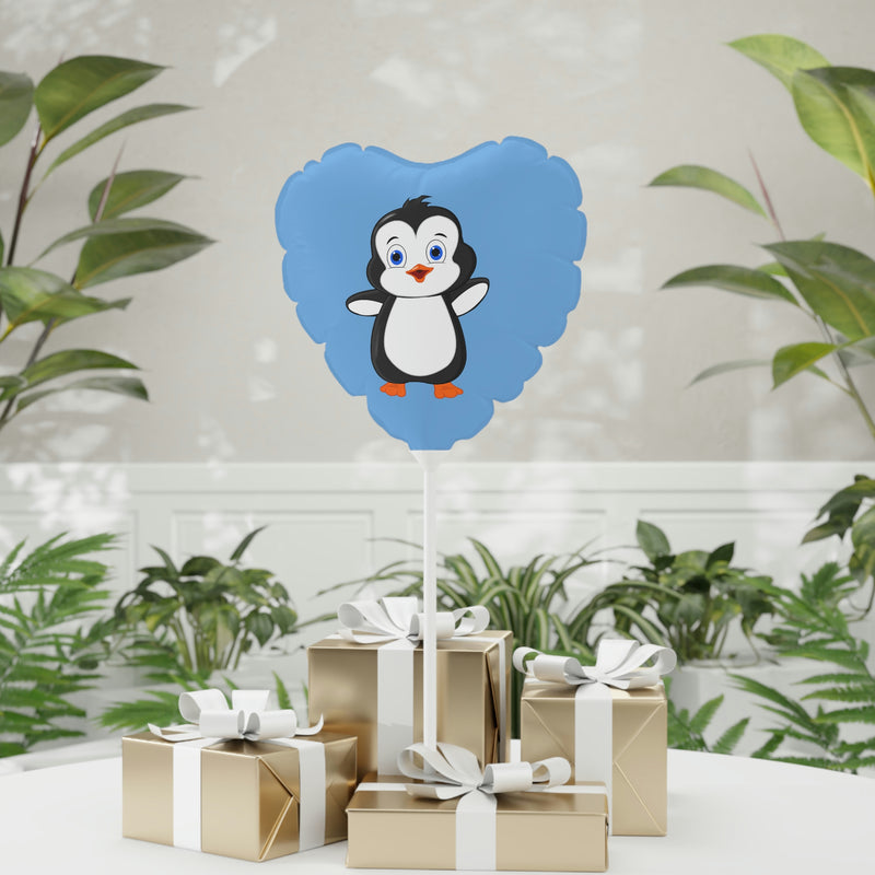 Balloon 11" Light Blue (Round & Heart-Shaped), Bebo The Penguin