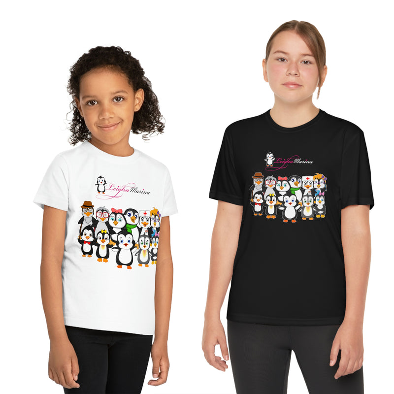 Youth-Size Penguin Paradise: Cute Cartoon Penguin Tee
