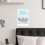 Penguin Family with Names Wall Poster