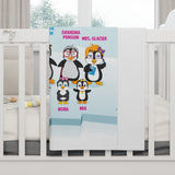 Penguin Family with Names Soft Fleece Baby Blanket