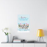Penguin Family with Names Wall Poster