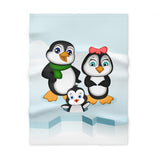 Mommy, Daddy, and Bebo Penguins Soft Fleece Baby Blanket