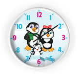 Round Wall Clock 10-Inch (25.4 cm) – Leigha Marina’s Mommy, Daddy, and Bebo Penguins