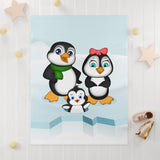 Mommy, Daddy, and Bebo Penguins Soft Fleece Baby Blanket