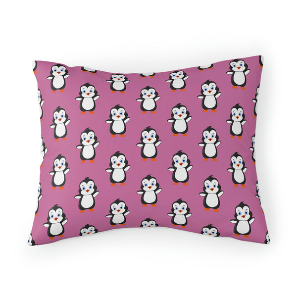 Pillow Sham - Pink - Bebo The Penguin Leigha Marina's Cartoon Design