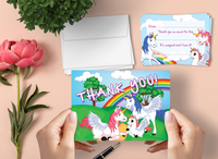 Unicorns and Rainbows Thank You Cards for Kids, 20 Notes & 20 Envelopes