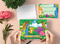 Dinosaur Thank You Cards for Kids, 20 Notes & 20 Envelopes