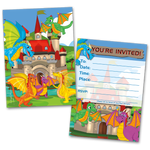Dragons Party Invitation Cards for Kids, 20 Invites & 20 Envelopes