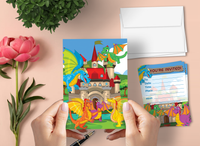 Dragons Party Invitation Cards for Kids, 20 Invites & 20 Envelopes