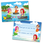 Mermaid Bash Thank You Cards for Kids, 20 Notes & 20 Envelopes