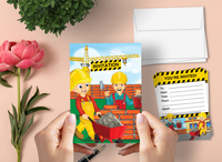 Construction Party Invitation Cards for Kids, 20 Invites & 20 Envelopes