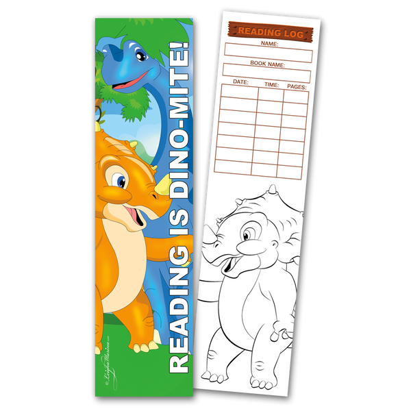 Dinosaurs 'Reading is Dino-Mite!' Coloring Bookmarks with Reading Logs (30 count)