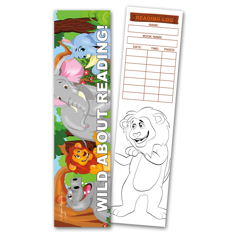 Jungle 'Wild About Reading!' Coloring Bookmarks with Reading Logs (30 count)